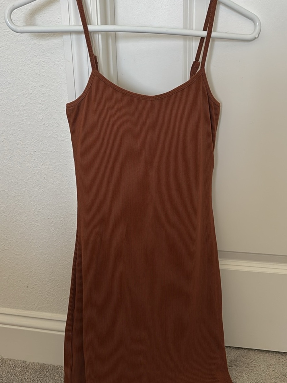 Women’s CHICME Rust Brown Ribbed Mini Dress